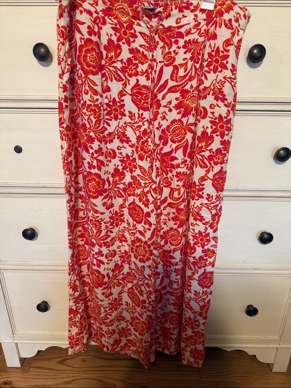 CeCe Floral Resort Pants in Cream/Red/Coral